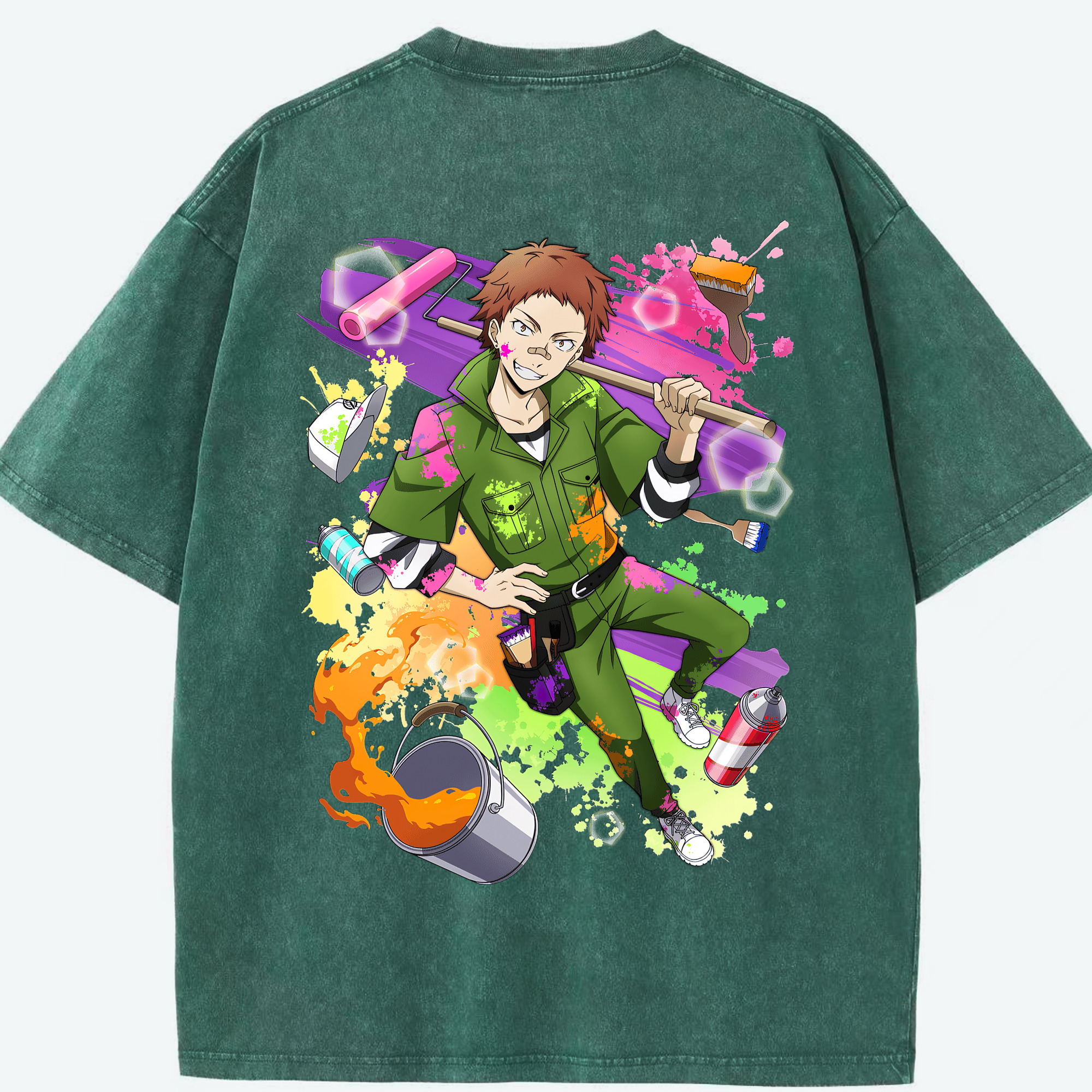 （画像用） 文豪ストレイドッグス Bungo Stray Dogs 綿100% ヴィンテージ風 半袖Tシャツ（背面プリント）